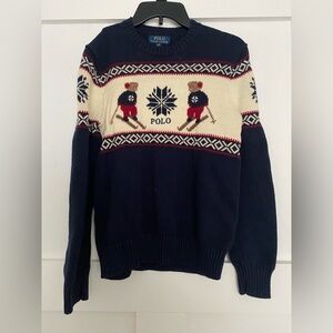 Polo Ralph Lauren skiing bear Nordic knit crewneck sweater